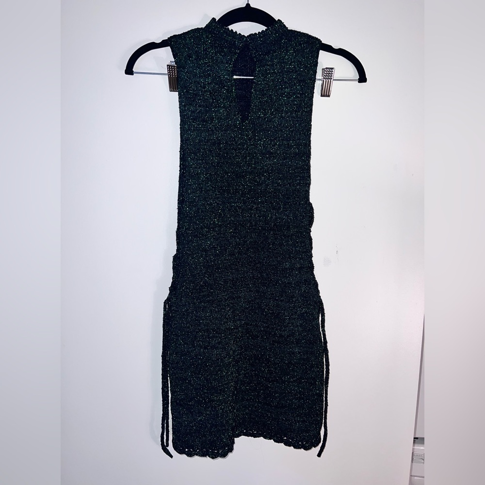 Vintage dress sparkling dark green size 2
